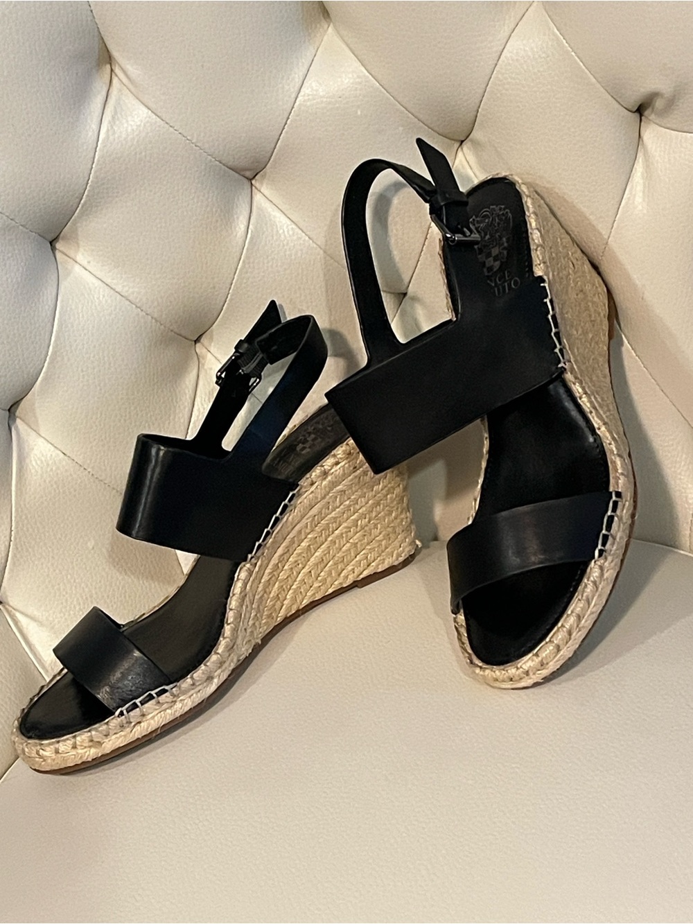 Vince Camuto Black Espadrille Wedge Sandals